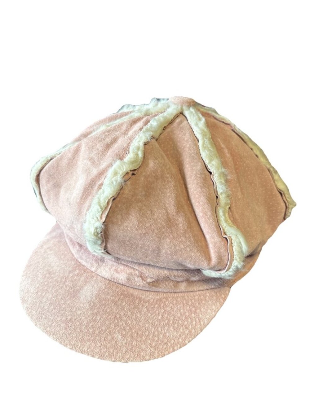 Vintage Baby Pink Wilson’s Leather Sherpa Suede Cap Y2K 1990s Barbie